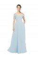 Affordable Chiffon Bridesmaids Dress with Off the Shoulder Draped Neckline UK