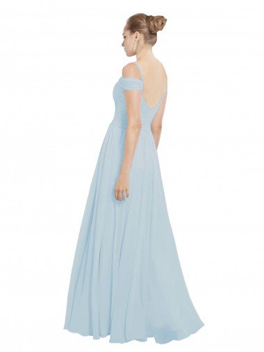 Affordable Chiffon Bridesmaids Dress with Off the Shoulder Draped Neckline UK