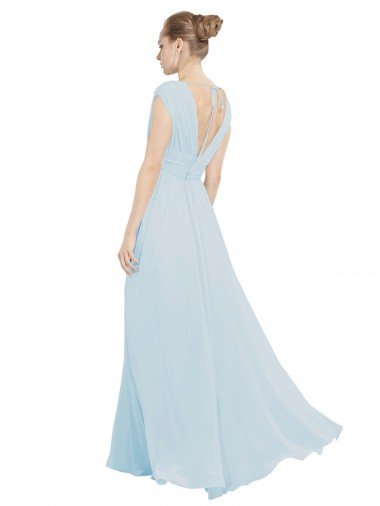 Affordable Chiffon Bridsmaids Dress with V-Neckline and Tie V Back UK