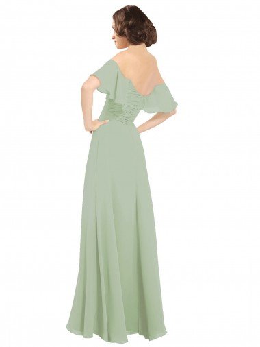 Affordable Boho Chic Chiffon Bridesmaids Dress with Off the Shoulder Neckline UK