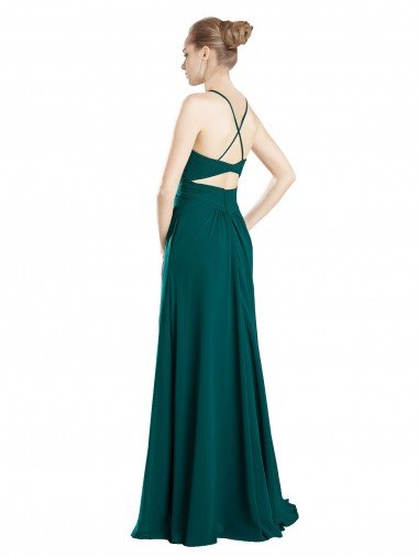 Affordable Sexy Chiffon Bridesmaid Dress with Deep V-Neckline UK