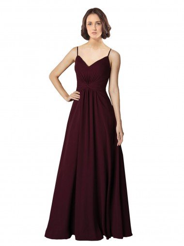 Affordable V-Neck Chiffon Bridesmaid Dress with Twist Front Bodice UK