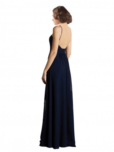 Affordable Simple Chiffon Bridesmaid Dress with Deep V-Neckline UK