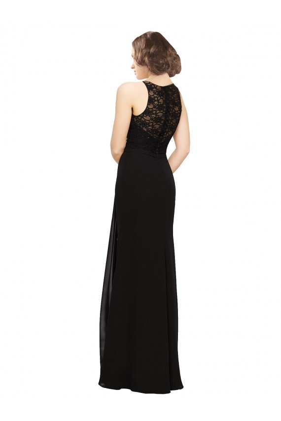 Affordable Sheath Beaded and Embroidered Bridesmaids Dress with Lace Bodice and Chiffon Skirt UK