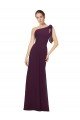 Affordable One Shoulder Chiffon Bridesmaids Dress with Shoulder Bow UK