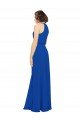 Affordable Long Jewel Neckline Chiffon Bridesmaids Dress wit Chiffon Tie Sash UK