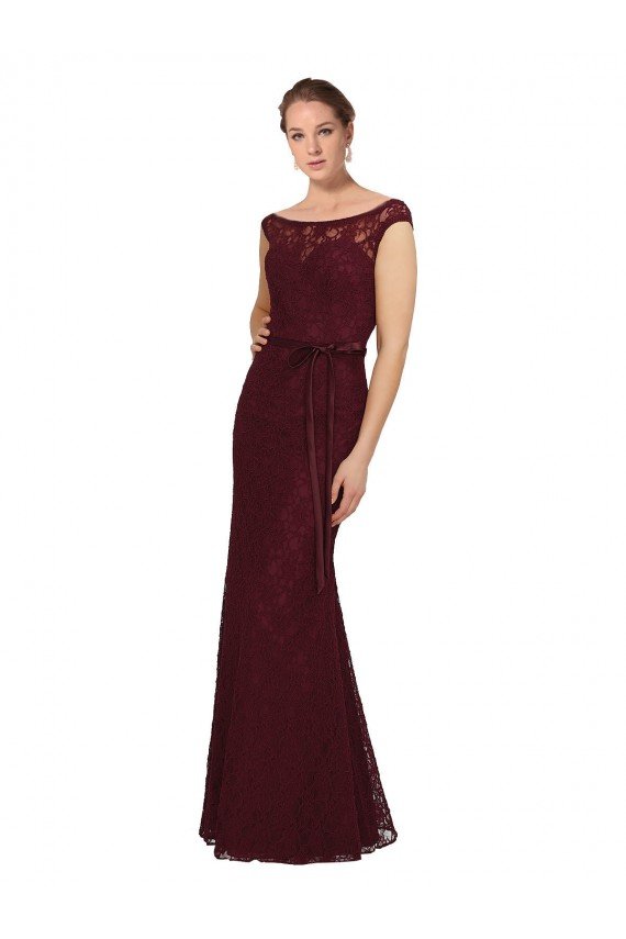 Affordable Lace Bridesmaids Dress with Matching Satin Tie Sash UK