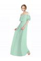 Affordable Spaghetti Straps Long Chiffon Off-The-Shoulder Bridesmaid Dress with Double Flounce Sleeves UK