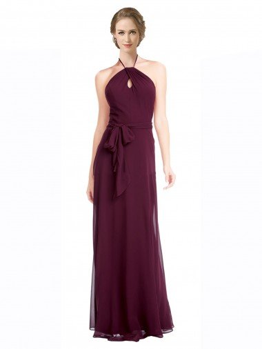 Affordable Full Length Chiffon Bridesmaid Dress with Halter Top UK