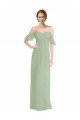 Affordable Long Chiffon Off-The-Shoulder Bridesmaid Dress with Double Flounce Sleeves UK