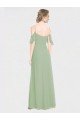 Affordable Long Chiffon Off-The-Shoulder Bridesmaid Dress with Double Flounce Sleeves UK