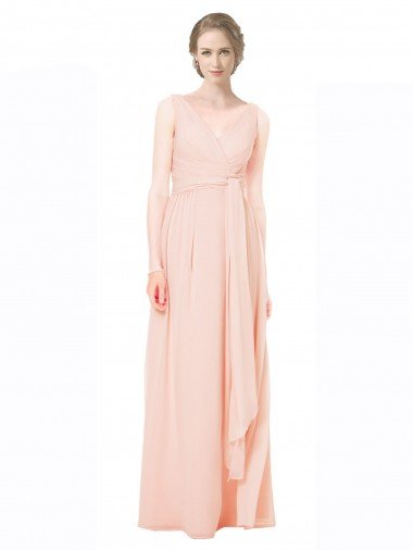 Affordable Full Length Chiffon Bridesmaid Dress with V-Front and Back UK