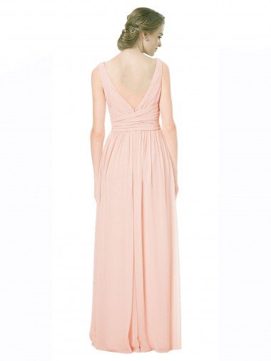 Affordable Full Length Chiffon Bridesmaid Dress with V-Front and Back UK
