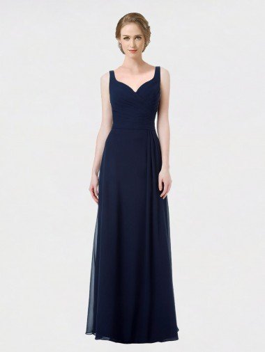 Affordable Long Chiffon Bridesmaid Dress with Sweetheart Neckline and Shoulder Straps UK