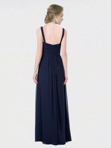 Affordable Long Chiffon Bridesmaid Dress with Sweetheart Neckline and Shoulder Straps UK