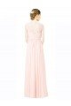 Affordable Long Chiffon Sleeveless Bridesmaid Dress with Sheer Illusion Top and V-Back UK