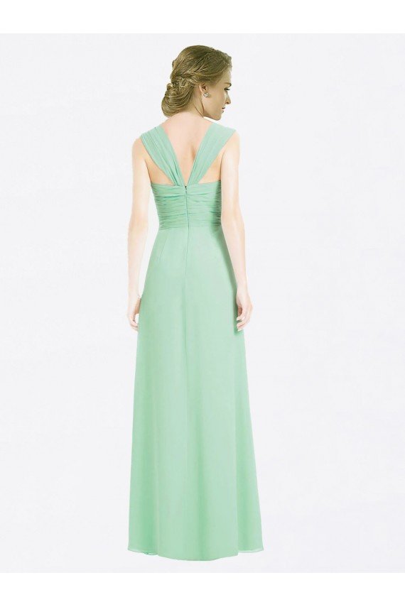 Affordable Long Chiffon Bridesmaid Dress with a Sweetheart Neckline and Pleated Shoulder Straps UK