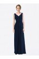 Affordable Long Chiffon V-Neck Sleeveless Bridesmaid Dress with Criss-Cross Pleated Bodice UK