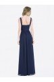 Affordable Long Chiffon V-Neck Sleeveless Bridesmaid Dress with Criss-Cross Pleated Bodice UK