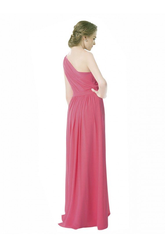 Affordable One Shoulder Chiffon Bridesmaid Dress with Asymmetrical Ruched Bodice UK