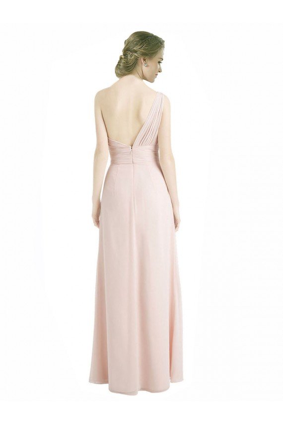 Affordable Full Length Chiffon Bridesmaid Dress with One Wide Shoulder Strap UK