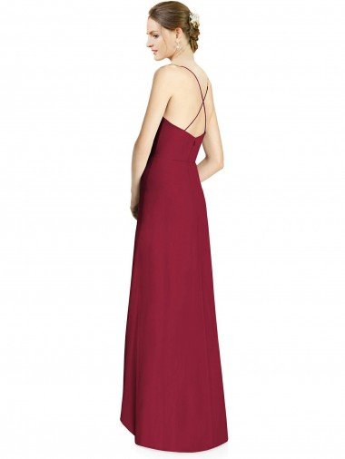Affordable Draped V-Neck High Low Chiffon Bridesmaid Dress UK