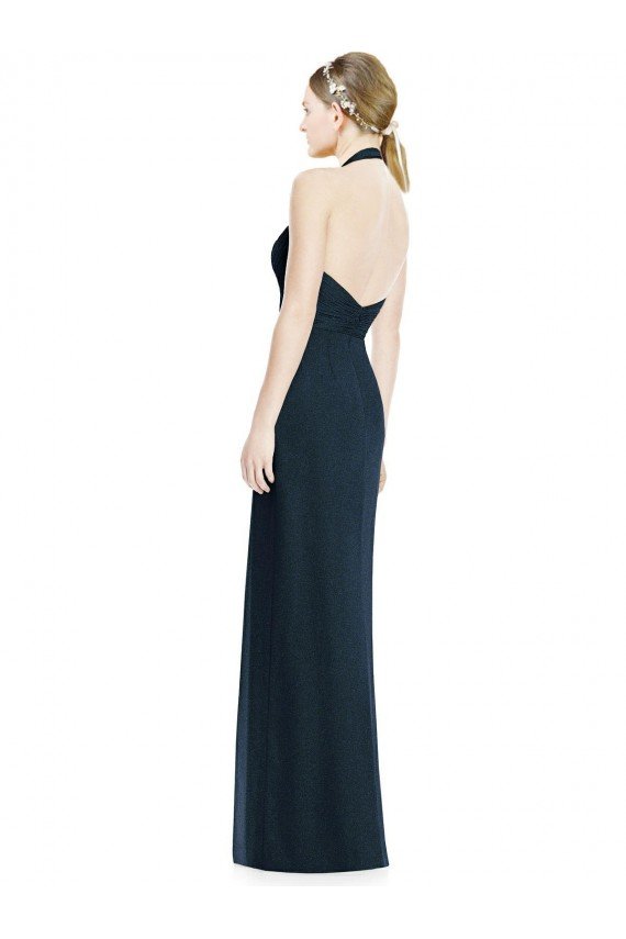Affordable V-Neck Halter Chiffon Bridesmaid Dress with Side Front Slit UK