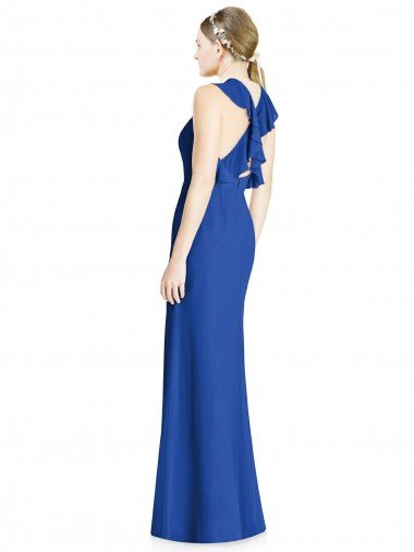 Affordable Criss Cross Low Back Halter Chiffon Bridesmaid Dress UK