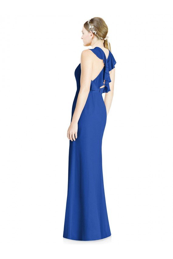 Affordable Criss Cross Low Back Halter Chiffon Bridesmaid Dress UK