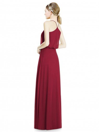 Affordable Full Length V-Neck A-Line Chiffon Boho Bridesmaid Dress UK