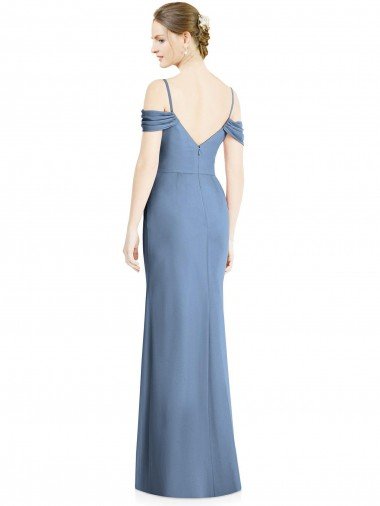 Affordable Draped Cold Shoulder Sweetheart Long Chiffon Formal Bridesmaid Dress UK