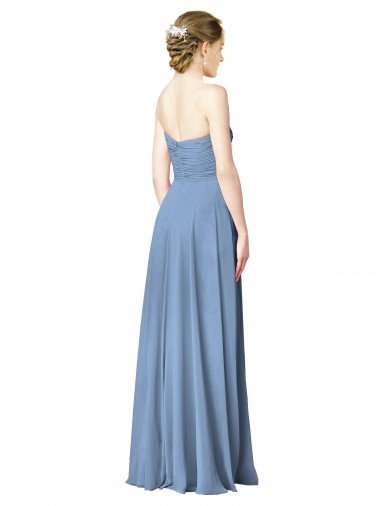 Affordable Draped Strapless Sweetheart Full Length Chiffon Bridesmaid Dress UK
