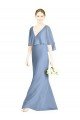 Affordable V-Back Trumpet Chiffon Bridesmaid Dress with Draped Cape Overlay UK
