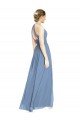 Affordable Open Back Long Chiffon Halter Bridesmaid Dress UK