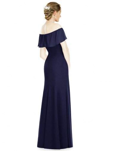 Affordable Off the Shoulder Full-Length Trumpet Chiffon Bridesmaid Dress UK