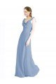 Affordable Fluted Chiffon Wrap Bridesmaid Dress with Ruffles V-Neck UK