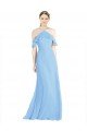 Affordable Halter Frill Cold Shoulder A-Line Chiffon Bridesmaid Dress UK
