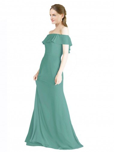 Affordable Off the Shoulder Bohemian Chiffon Bridesmaid Dress UK