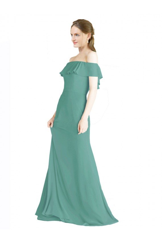 Affordable Off the Shoulder Bohemian Chiffon Bridesmaid Dress UK