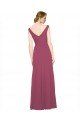 Affordable V-Neckline Long Chiffon Bridesmaid Dress with Wide V-Back UK