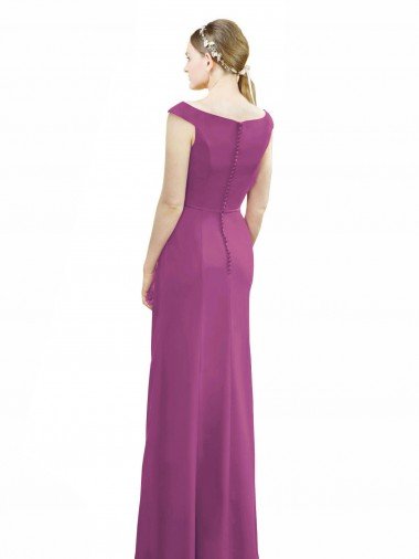 Affordable Full Length Long Chiffon Bridesmaid Dress with Boat Neck UK