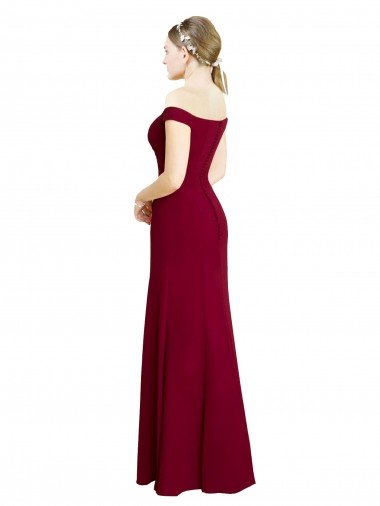 Affordable Off the Shoulder Long Chiffon Bridesmaid Dress / Prom Dress with Pleats UK