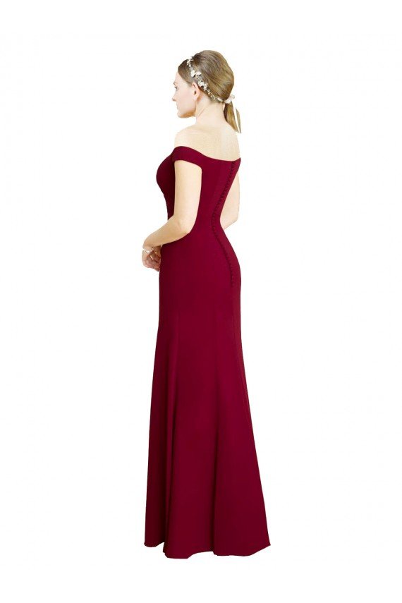 Affordable Off the Shoulder Long Chiffon Bridesmaid Dress / Prom Dress with Pleats UK