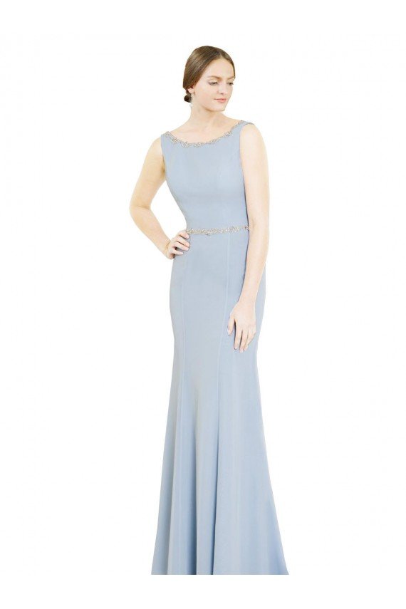 Affordable Full Length Chiffon Bridesmaid Dress with Sparkly Neckline and Belt UK