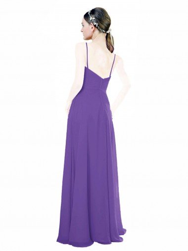 Affordable Long Chiffon A-Line Bridesmaid Dress with Deep V-Neckline and Side Slit UK