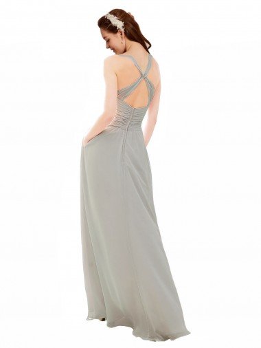 Affordable Chiffon Bridesmaid Dress with Ruched Draped Bodice UK
