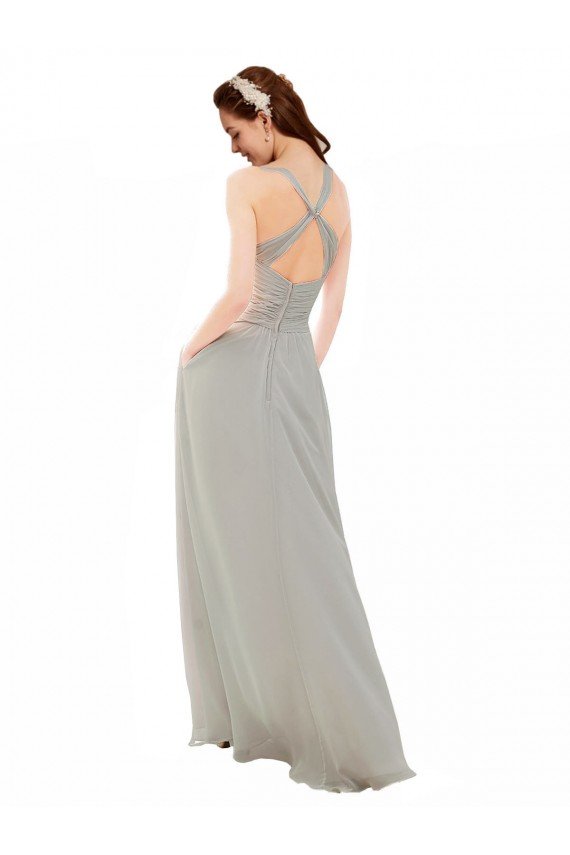 Affordable Chiffon Bridesmaid Dress with Ruched Draped Bodice UK