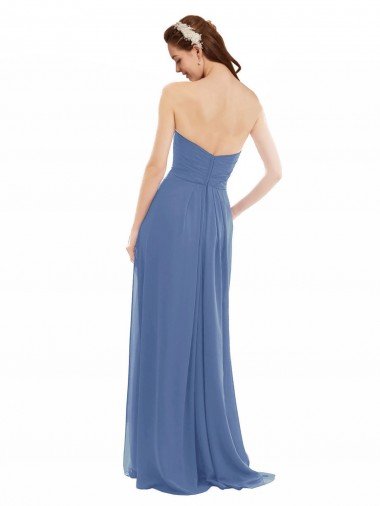 Affordable Classic Strapless Bridesmaids Dress with Draped Sweetheart Bodice and Side Slit UK