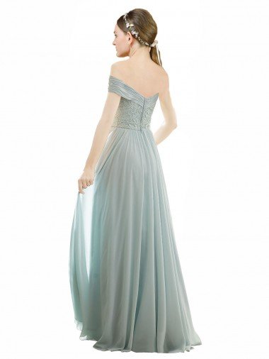 Affordable Romantic Bridesmaid Dress with Embroidered Off the Shoulder Bodice UK