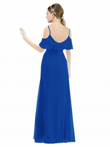 Affordable High Low Boho Bridesmaid Dress with Cold Shoulder Sleeves UK